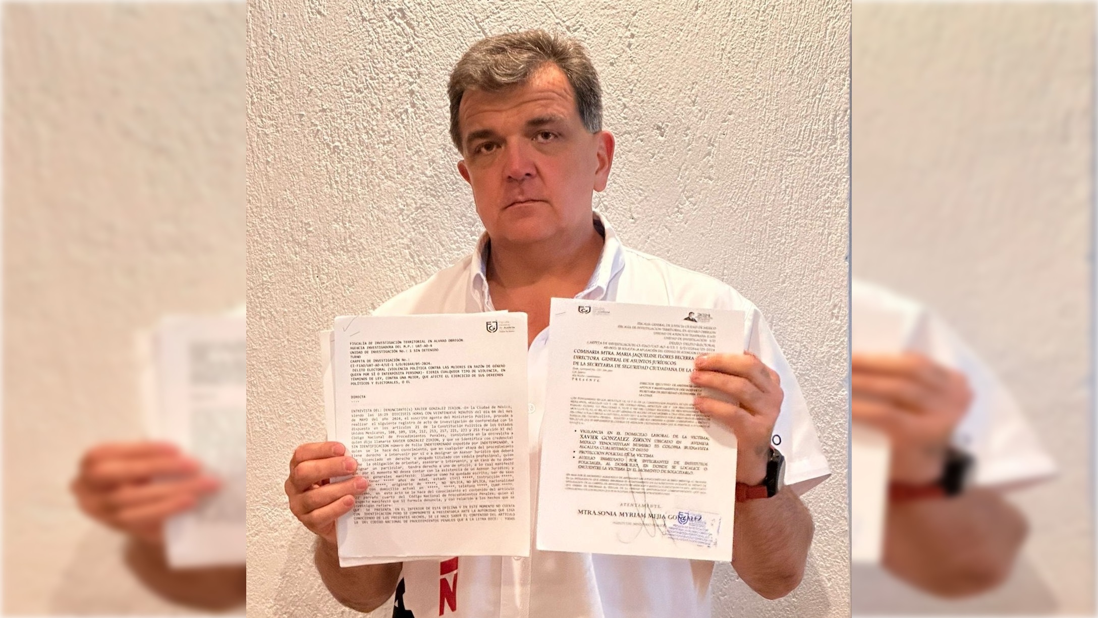 El candidato a diputado en la alcaldía Álvaro Obregón, Xavier González Zirión, solicitó seguridad de la Guardia Nacional (GN), tras recibir amenazas de muerte y agresiones físicas por parte de militantes de Morena, quienes además le robaron sus pertenencias. FOTO: Especial