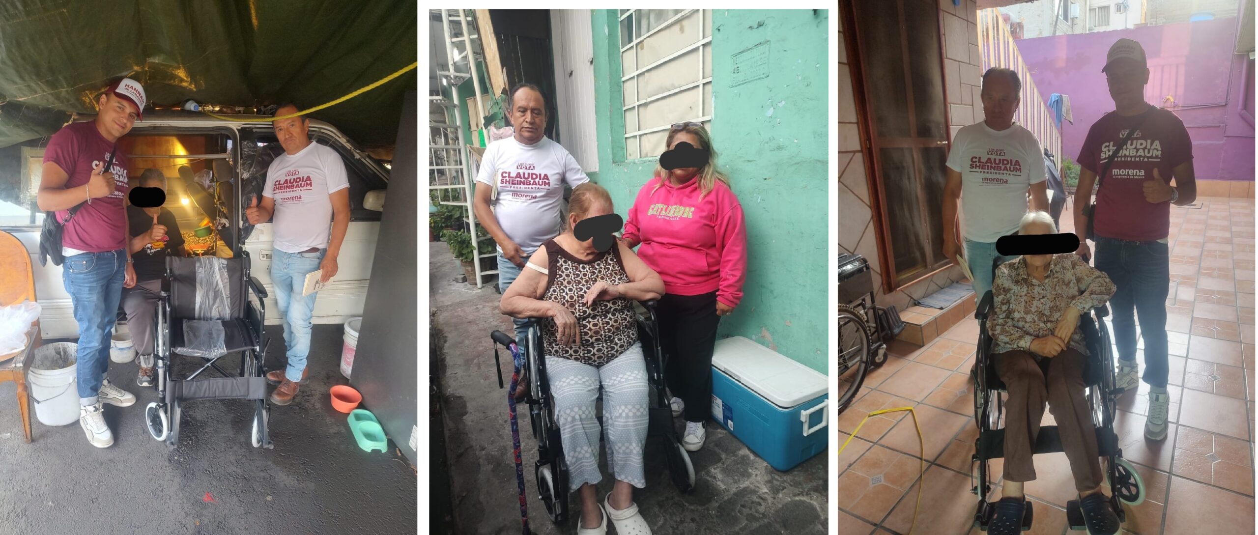 Con tal de convencer para ganar adeptos, Hannah de Lamadrid viola la ley electoral en la Ciudad de México, al entregar bienes con carácter social como son sillas de ruedas, bastones y andaderas en plena campaña electoral. FOTOS: Especial